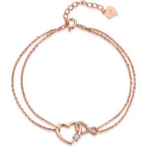 Eryi-Bracelet Pierre De Naissance Infini C?ur Argent Sterling 925 Réglable Double Couche Cadeaux Pour Maman Et Petite Amie - Neuf