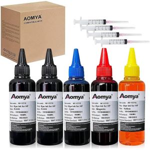 ERYI-Kit De Recharge D'Encre 5 X 100 Ml Compatible Avec Hp 61 60 62 63 564 920 901 902 932 933 934 940 950 951 952 94 95 96 Cartouche D'Encre Rechargeable Système Cis Ciss Avec 4 Seringues, 2Bk+Cmy, - Neuf
