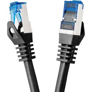 cable ethernet 0,50m CAT 7 cable rj45 50 centimètre LAN câble internet gigabit CAT7 Câble réseau noir - Neuf