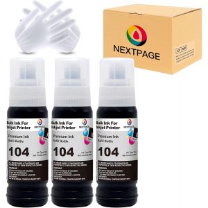 ERYI-104 Encre 104 Noir 104 Cartouche D'Encre Encre Imprimante 104 Cartouche Compatibles Avec Epson Ecotank Et-2870 Et-2830 Et-2871 Et-2875 Et-2876 Et-4700 Et-4800 Et-4810 Etc. - Neuf