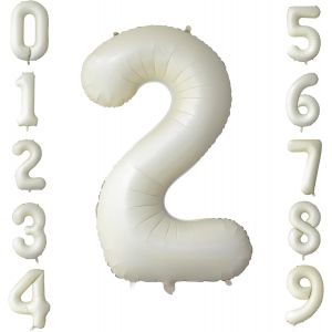 Ballon Num&eacute;rot&eacute; Cr&egrave;me 2, Grand 40 Pouces Beige Anniversaire Num&eacute;ro Ballons Feuille D'H&eacute;lium &Acirc;ge Num&eacute;ro Ballons F&ecirc;te Ballons Pour Filles Gar&ccedil;ons Anniversaire Anniversaire B&eacute;b&eacute; Douche D&eacute;corations - Neuf