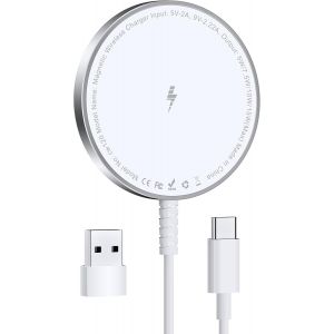 TIANYI-Mag-Safe Lot de 2 chargeurs de station de charge magn&eacute;tiques pour iPhone 15, 14, 13, 12 et Air-Pods 3, 2 Pro - Neuf