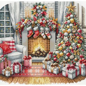 Kit Point De Croix Compt&eacute; Ava "Veill&eacute;e De No&euml;l" 31.59x30.64 Cm - Neuf