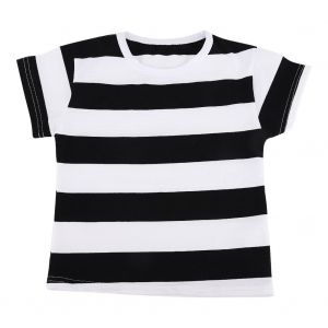 T-Shirt Decontracte A Manches Courtes Et Col Rond Pour Enfant (Noir Et Blanc, 100?%) - Neuf