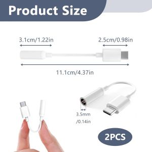 2 X Usb C To 3.5mm Jack Adapter Headphone Jack Adapter For Usb-C Earphone With Dac,Digital Audio Converter For Galaxy S21/S20 Huawei Macbook Ipad Pixel Plus Charge And Audio - Neuf