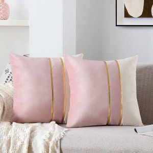 Moderne Rose Velours Housse De Coussin, Ferme Decor - Neuf