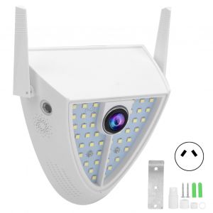 Camera WiFi 1080p, 44 lumieres, moniteur de cour, audio bidirectionnel, vision nocturne couleur, etancheite IP65, prise 100-240 V - Neuf