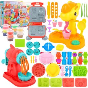 KALANKA-Accessoires en Pâte à Modeler Kitchen Creations, 52 Pièces DIY Pate A Modeler pour Enfants avec 12 Pots de Pate a Modeler - Machine à Glace Machine à Pâtes Machine à Burger - Neuf