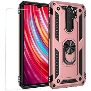Kal-Kompatibel Coque Xiaomi Redmi Note 9s/Note 9 Pro,Etui + Film De Verre Trempé Magnétique Support Armure Robuste Antichoc Silicone Tpu 360 Degré Cas De Téléphone De Voiture Bumper-Or Rose - Neuf