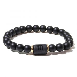 Zense - Bracelet Zodiaque Noir Scorpion &Eacute;tirable Homme Avec Perles Onyx Zb0388 - Neuf
