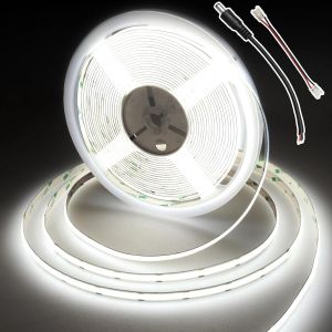Ruban Led Cob 10m,384 Leds/M,6000k Bande Led Avec Connecteur,Largeur 8mm,Cri 92+,Ruban Led Blanc Froid Pour Chambre À Coucher,Cuisine,Miroir,Armoire (Sans Alimentation) - Neuf