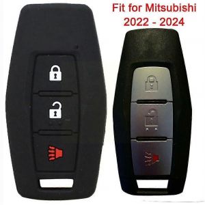 Couverture de bo&icirc;tier de cl&eacute; de voiture 3 couleurs pour Mitsubishi - Outlander 4 bouton t&eacute;l&eacute;commande porte-cl&eacute;s en silicone couverture de cas A0I4 - Neuf