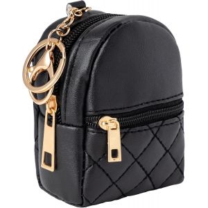 Mini Sac À Dos Porte-Clés Mignon Pour Femme - Trousse De Maquillage En Cuir Synthétique - Poche Pour Clés, Rouge À Lèvres, Porte-Cartes - Organiseur De Câble De Données - Pochette Zippée, Noir - Neuf