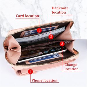 CAUC-Sac &agrave; bandouli&egrave;re pour t&eacute;l&eacute;phone portable, sac &agrave; bandouli&egrave;re en PU &agrave; la mode avec fermeture &agrave; glissi&egrave;re, sacs portefeuille pour t&eacute;l&eacute;phone portable avec trois couches, &eacute;tui pour petits objets - Neuf