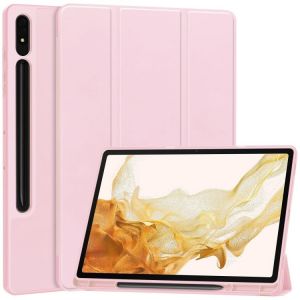 Étui En Cuir Tpu Pour Samsung Galaxy Tab S9+ Avec 3 Volets Et Emplacement Pour Stylet, Rose - Neuf