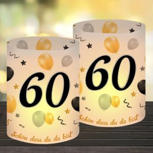 Lot de 12 Lanterne Photophores Décoratifs de Table pour 60 Ans,Bougies Décoration Table pour Anniversaire Homme Femme,Décoration de Table Happy Birthday,Convient pour Bougies Chauffe-Plat - Neuf