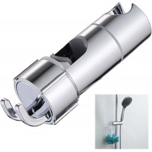 ChenQuanSarl-Support De Douchette Universel Support De Douchette Ajustable Avec 2 Crochets Support De Douche R&eacute;glable 360 Degr&eacute;s Pour Barre Coulissante 16-27Mm, Sans Per&ccedil;age, Finition Chrom&eacute;e,Mat&eacute;ria - Neuf