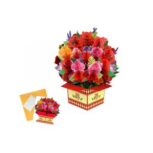 Carte pop-up 3D avec bouquet de fleurs pour la f&ecirc;te des m&egrave;res, la Saint-Valentin, les anniversaires et plus encore - Neuf