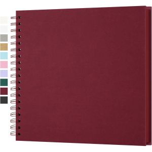 Album Photo Scrapbooking DIY 25,5x25,5 cm Papier Kraft Rigide avec 20 Feuilles,Livre de Souvenirs Photographiques pour Familles et Mariages,Rouge - Neuf