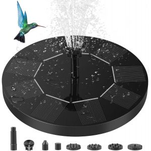 Pompe Fontaine Solaire Bassin Oiseaux 2.5W, Fontaine Eau Solaire Bassin Oiseaux 6 Buses, Pompe Eau Solaire 7 Pouces pour Bassin Oiseaux Jardin Etang Piscine Exterieur - Neuf