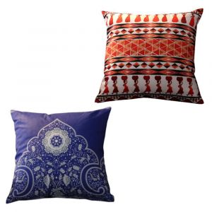 Housse De Coussin, Ensemble De 2 Retro Style Ethnique En Peluche Decorative Taies D'oreiller Canape-Chambre A Coucher Maison De 45 X 45 Cm, Vintage Style Ethnique Housse De Coussin (B) - Neuf