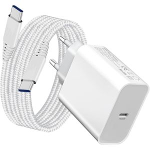 Chargeur Rapide 25w Et Cable Pour Samsung Galaxy A55 5g/A25 5g/A16 A26 A36 5g/S24/S23 Plus/S22 Ultra/S20 Fe,A53 5g A52 A52s A15 A34 M53 Z Fold 4 5 6,Iphone 15 16 Pro Max Usb C Prise Secteur/Adaptateu - Neuf