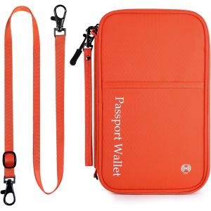 RFCBC-Portefeuilles Passeport de Voyage, Famille Porte-Passeport Organisateur Documents de Voyage pour 8 Passeports, Protège Passeport avec RFID pour Homme Femme, Orange - Neuf