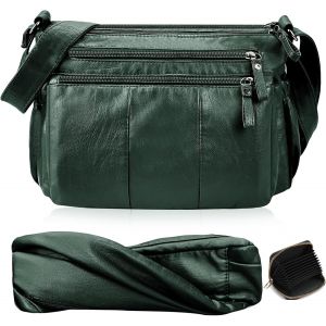 RFCBC-Sac Bandoulière Femme en Cuir PU Souple Sac a Main Femmes Bandoulieres Léger Multi-poches Moyen Sac à Bandoulière Sacoche Femme Bandoulière avec Large Sangle Réglable - Neuf