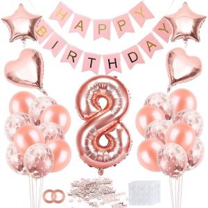 8 anniversaire fille ballon,or rose 8 ballon,8 ans anniversaire ballons or rose,8 ans gir - Neuf