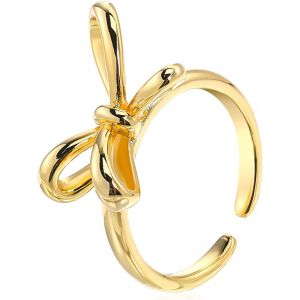 Kahfl-Bagues En Or Pour Femmes &Agrave; N?ud En Or Bagues Anti Stress Femme Ouvertes R&eacute;glables Simples &Agrave; La Mode Bijoux &Agrave; - Neuf