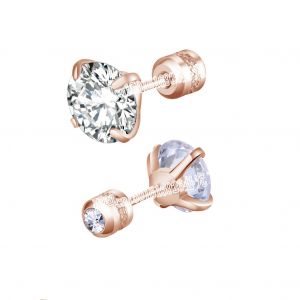 Ore-Boucles D'oreilles Coréennes En Acier Inoxydable Pour Femmes,4 Couleurs,Zircon Cz,Vis En Cristal,Clous D'oreilles En Acier Titane,Bijoux De Corps Anti-Allergiques-Color Rose-1 Pair-Size 2 Mm - Neuf