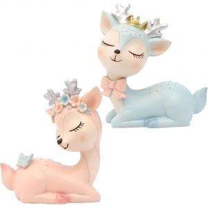 2 Pi&egrave;ces Figurines De Cerf Mignon Mini,Mignon Mini Cerf En R&eacute;sin,D&eacute;coration De G&acirc;teau De Cerf,Pour F&ecirc;tes D'anniversaire,Douches De Jardin,Baby Showers,D&eacute;coration Int&eacute;rieure,2 Couleurs - Neuf