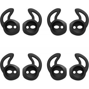 4 Pi&egrave;ce &Eacute;tui/Skin Compatible avec AirPods/EarPods, Crochet d'oreille Rempla&ccedil;able en Silicone Souple, Antid&eacute;rapant et Anti-Perte, Accessoire de l'&Eacute;couteur, Parfait pour Sport - Noir - Neuf