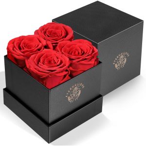 Rose &eacute;ternelle Cadeau Femme, Bo&icirc;te de Roses avec 4 Roses Infinies, Cadeaux pour Femme M&egrave;re &Eacute;pouse, Idee Cadeau pour la Anniversaire Saint-Valentin No&euml;l F&ecirc;te des M&egrave;res - Neuf