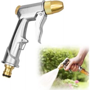JGD-Pistolet d'arrosage avec Buse en Laiton, Pistolet d'arrosage M&eacute;tal, Pistolet Arrosoir, Pistolet &agrave; Eau de Jardin Robuste, Pour le lavage des Voitures et l'arrosage,Jardin, Pelouse, la Cour - Neuf