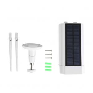 Lampe LED solaire avec detecteur de mouvement PIR, fausse camera factice de securite exterieure, blanche - Neuf