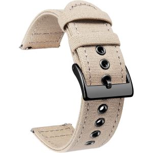 Bracelets De Montre En Toile À Dégagement Rapide Bracelet Pour Montre En Tissu 18mm 20mm 22mm 24mm Remplacement Bracelets Montres Canvas Pour Homme Et Femme Avec Boucle Argent/Noir.[U2090] - Neuf