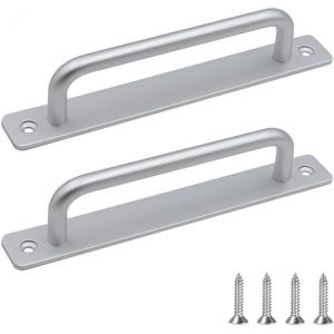 (Noir, 243 Mm) Lot De 2 Poignées De Porte Coulissantes Robustes En Alliage D'aluminium Pour Porte Intérieure Et Extérieure, Porte De Grange, Armoire, Placard, Chambre À Coucher, Avec 4 Vis - Neuf
