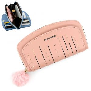 Élégant Rivet porte-monnaie pour les Femmes Rose, porte Monnaie Femme, porte Monnaie avec fermeture à Glissière et Boucle Magnétique en Cuir Titulaire de la Carte en Cuir de Sac à main, Sac à main - Neuf
