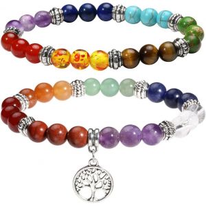 Chakra Bracelet Crystal Stone Bracelet For Women With Tree Of Life Pendant Party Gifts - Neuf