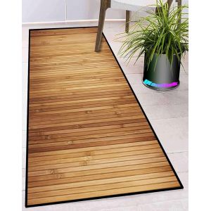 Sjzg-Tapis Cuisine Devant Evier 90x100cm Long Lavable Antiderapant Moderne Design Traditionnel Tapis Couloir Long Pour Magasin, Événements Et Fêtes, Cinéma, Église Beige Motifs En Bois - Neuf