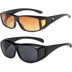 Chicslick-2 Pcs Lunettes De Conduite De Nuit, Lunettes De Conduite Polaris&eacute;es, Soleil Blackout, Verres Jaunes Pour La Nuit, La Pluie Et Le Brouillard, Lunette De Soleil Noires, Un Xe[X1344] - Neuf