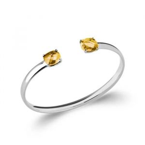 Bracelet Jonc - Bijouxia - Pierre Couleur Citrine - Argent Massif 925/1000 - Rhodi&eacute; - Qualit&eacute; Bijouterie - Neuf