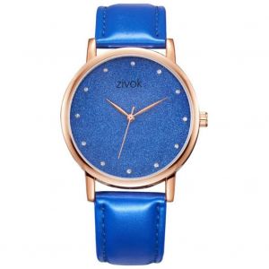 Zivok Trendy Femmes Dames Cristal Brillant Cadran Pu Sangle Quartz Mouvement Montre-Bracelet (Rose + Bleu) - Neuf