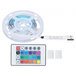 HJLIAN Bande lumineuse LED USB 5050 RGBW 2 m avec telecommande 24 touches, 60 LED pour decoration interieure - Neuf