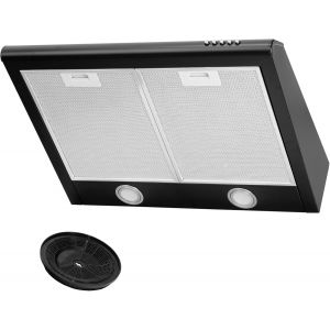 CHECARZHN--NO1-Hotte Aspirante Avec Filtre - Hotte Encastrable - Conduit / Recirculation - 60 Cm De Large - Couleur Noir - Boîtier En Acier Inoxydable - Éclairage Led [Classe Énergétique C] - Neuf