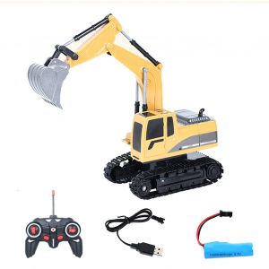 Excavatrice Telecommandee Pour Enfants, Jouet Lumineux Et Sonore, Rotation Libre, 6 Canaux, Camion De Construction Rc En Alliage - Neuf