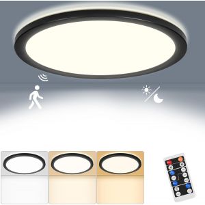 KAL-Plafonnier Led À Capteur Intensité Variable Avec Détecteur De Mouvement, 18W 1800Lm Radar Led Plafond, 3000K/4500K/6500K Pour Salle De Bain, Garage, Sous-Sol Couloir Balcon Entrée22X 2,5 Cm - Neuf