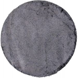 Sjzg-Tapis Rond En Fourrure Synth&eacute;tique - Diam&egrave;tre : Env. 38 Cm - Couleur : Noir - Neuf