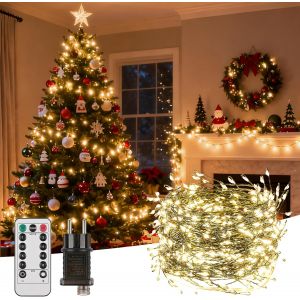 Jgd-Guirlande Lumineuse,Guirlande Lumineuse Intérieur, Guirlande Lumineuse Exterieure,20m 400leds 8 Modes Ip66 Etanche Et Fonction Mémoire,Minuterie,Pour Balcon Maison Décoration,Blanc Chaud - Neuf